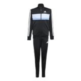 adidas Unisex – Bambini SEASONAL ESSENTIALS TIBERIO 3 STRIPES TRICOT TRACKSUIT, black/glow blue/blue fusion/white, 11-12 Years