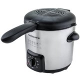 OVENTE Electric Deep Fryer, 0.9L Capacity, 840W with Adjustable Temperature, Locking Lid, Removable Fry Basket & Cool-Touch Handles, Stainless Steel Countertop Fryer, Silver FDM1091BR
