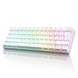 RK61 Tastiera Gaming Meccanica, 60% Tastiera Wireless 2.4Ghz/Bluetooth/USB-C RGB Backlit Interruttore Rosso Hot Swap Double-Shot ABS Keycaps Compatibile con Win/Mac, Bianco (QWERTY Layout Italiano)
