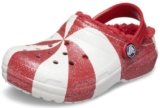 Crocs Unisex-Child Classic Holiday Lined Clogs, Peppermint Swirl, 4 Toddler White/Red