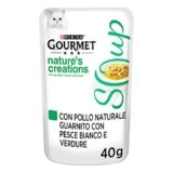 GOURMET Nature’s Creations Soup Cibo Umido per Gatti Adulti con Pollo, Pesce Bianco e Verdure 32 Buste da 40g