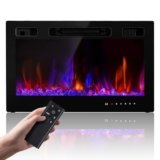 Electric Fireplace Insert 30″ Realsmart 1500W Wall Mounted Fireplaces Recessed Heaters,Fit for 2 X 6 stub, Remote Control Slim Black Fireplace Touch Screen Timer 12 Flame Colors LED Decor Low Noise