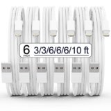 iPhone Charger 6Pack(3/3/6/6/6/10 FT) Apple MFi Certified Lightning Cable Fast Charging iPhone Charger Cord TPE Durable Braided USB Charging Cords for iPhone 14/13/12/11/X/8/7/Plus, iPad, AirPods