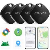 ATUVOS Air Tag Pro Smart Tag Tracker per Android & iOS, Dual System Localizzatore Bluetooth Funziona con Google Funzioni Trova o Apple Dov’è APP, per Bagagli, Borse.Batteria Sostituibile. 4 pezzi Nero