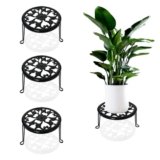 toppsun 3 Pack Metal Plant Stand Indoor Outdoor, Heavy Duty Flower Pot Stands for Multiple Plants, Black Iron Plant Holder for Planters, Round Plant Shelf for Patio Garden Balcony Living Room