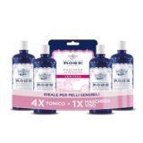 Acqua alle Rose, Tonico Viso con Acqua Distillata Alle Rose, Formula Rinfrescante con Proprietà Idratanti, Tonificanti e Lenitive, Rende la Pelle Giovane ed Elastica, 4 Flaconi da 300 ml
