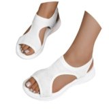 Sandali Donna Estive Comode,Sandali Donna Estive Ortopedici con Zeppa Comodi Eleganti Sandalo Mesh Antiscivolo Lavabili Scarpe Morbida Punta Aperta Ciabatte Ortopediche Leggero Sportivi Bianco 39
