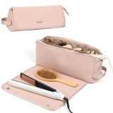 FINDCOZY Hair Tools Travel Bag, Haircare Accessory Organizer with Heat Resistant Mat for Curling Iron, Straighteners and ‌Styling Appliance, Pink
