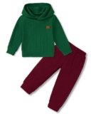 Coco&RARA Toddler Baby Boy Clothes Long Sleeve Hoodie Sweatshirt + Pants Outfits 2PCS Fall Winter Sweatsuit Set (Green, 2-3 Years)