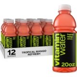 vitaminwater Refresh Tropical Mango Nutrient Enhanced Flavored Water Beverage, 20 fl oz Bottles, 12 Pack