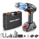 SEALIGHT Aspirabriciole Senza Fili, 35000PA 9 in 1 Aspirapolvere Auto Portatile con 2 Batterie Ricaricabili, Motore Brushless, Mini Aspirapolvere per Auto Casa Ufficio Peli di Domestici