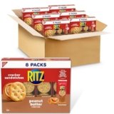 RITZ Peanut Butter Sandwich Crackers, Lunch Snacks, 48 Snack Packs (6 Boxes, 6 Crackers Per Pack)