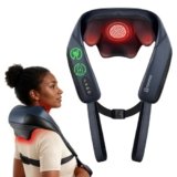 COMFIER Massaggiatore Cervicale Shiatsu con Funzione Riscaldante, Massaggiatore Schiena e Collo Senza Fili, Riscaldamento al Grafene, Cuscino Massaggiante 4D con Funzione Impastamento, Regalo Donna