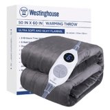 Westinghouse Electric Blanket Heated Throw, Super Cozy Soft Flannel 50″” x 60″” Heated Throw with 6 Fast Heating Levels & 2-10 Auto-Off, Machine Washable, ETL&FCC Certification, Home Office Use, Grey