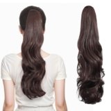 Tiklans Brown Ponytail Extension, Claw Clip Ponytail Extension for Women 22″ Curly Wavy Ponytails Extensions long Ponytails Hair Piece