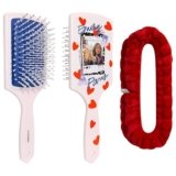 LUV HER Kids Hair Brush & Spa Headband Set for Girls – Features Emily in Paris – Fun Grooming Kit for Detangling, Styling & Skincare – Soft & Stretchy One Size, Ages 3+