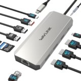 WAVLINK Stazione docking per computer portatili, Displayport Docking Station con doppio DP, HDMI, 100W PD IN, 10Gbps USB A/C, porta Ethernet 2.5G per Dell/HP/Lenovo ecc, solo computer Windows Systerm