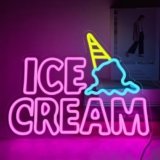 YUEYYNS Ice Cream Insegne al Neon Luce Neon a LED Insegne luminose Gelato Alimentata Tramite USB con Interruttore Decorazione di bar, vetrine, negozi, luci al neon