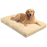 MIHIKK Washable XL Dog Bed for Extra Large Dogs with Anti-Slip Bottom, Premium Foam Pet Pad for Crate for Large Medium Small Sized Puppies, 41″ x 27″ Light Brown