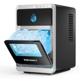 EUHOMY LunaArc™ Macchina Ghiaccio Mezzaluna, 1600Pz/24H Macchina per il Ghiaccio Casa, 16 Cubetti in 12 Min, 1.8L, Autopulente Ice Maker, 3 Dimensioni di Ghiaccio per Whisky/Caffè/Bevande