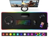 Gimars Tappetino Mouse Gaming RGB, 800x300x4mm – Tappetino Mouse XXL, 12 Modalità di Illuminazione, Tappetino Scrivania Grande Mouse Pad RGB con Superficie Liscia Premium, Base in Gomma Antiscivolo