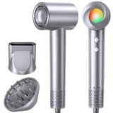 Hair Dryer, 160000 RPM Ionic Hair Dryer Portable Lightweight Blow Dryer with 500 Million Negative Ions, Fast-Drying, Lightweight and Quiet with Diffuser & Nozzle, Perfect for Home and Travel-Gray