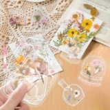Transparent Dried Flower Bookmarks, 60pcs Dried Flower Bookmark Kit DIY, Handmade Dried Flower Bookmarks Include Tweezer for Pressed Flowers, Handmade Crafting, Unique Gifts for Readers