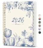 2026 Planner, Weekly and Monthly Calendar Planner for Women, Jan 2026 – Dec 2026, Hardcover Planning Agenda book with Tabs, Spiral Bound, Inner Pocket, Perfect for School Office Supplies, 6.3″ x 8.5″ – Blue Elegance