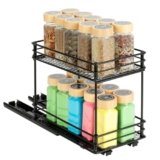 Cozary Porta Spezie Per Cucina, Portaspezie Per Cucina Estraibile A 2 Livelli – Cassetto Estraibile Cucina Con Cuscinetti A Sfere, 2 Metodi Di Montaggio (26 * 15 * 21.8cm)