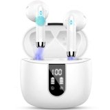 Cuffie Bluetooth, Auricolari Bluetooth 5.4 Cuffie Wireless in-ear con 4 Mic, 2026 Cuffie Senza Fili ENC Cancellazione Rumore, Mini Cuffiette Sport Earbuds IP7 Impermeabile HiFi Stereo/LED/USB-C Bianco