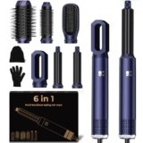 UKLISS 6 in 1 Hair Styler, Airstyler Spazzola Asciugacapelli Set con Arricciacapelli Automatico, Hair Dryer, Spazzola ad Aria Calda, Thermal Brush, Spazzola Lisciante Capelli Donne Styling – Blu