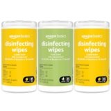 Amazon Basics Disinfecting Wipes, Lemon & Fresh Scent, Sanitizes/Cleans/Disinfects/Deodorizes, 255 Count (3 Packs of 85)
