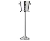EDZARD secchiello per spumante, secchiello refrigerante bottiglie, secchiello vino Capri incluso supporto, acciaio, martellato, altezza totale 85 cm, altezza del secchiello 23 cm