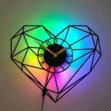 IndieClock Geometric Heart Wall Clock – LED Love Decor for Bedroom, Romantic Gift for Her, Unique Modern Wall Accent, Cute Couple Room Art, Stylish Anniversary Decor Gift, Black
