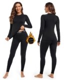 Hyeek Intimo Termico Donna Invernale, Attivo Caldo Manica Lunga Maglia Termica e pantaloni – Completo Tuta Termica Funzionale Set Termico Donna per Sci Ciclismo Corsa Allenamento (1.Nero, M)