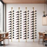 Scaffale portabottiglie da parete, H 185, portabottiglie nero per vino, Contiene 12 portabottiglie in metallo, per ristoranti commerciali, dispensa, bar, cantine (Oro, Quattro file – 48 bottiglie)