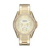 Fossil Women’s Riley Quartz Stainless Steel Multifunction Watch, Gold Glitz, 38mm Fossil Watch, Model: ES3203