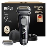 Braun Serie 9 PRO + Rasoio Elettrico Barba, Wet&Dry, 5+1 Lame Di Precisione Ultra Sottili, Regolabarba Uomo, Rasoio Barba, 60 Min Utilizzo, Testina di Ricambio Extra,Base Di Ricarica, 9617PSI, Argento