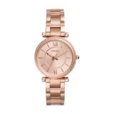 Fossil Women’s Carlie Quartz Stainless Steel Three-Hand Watch, Rose Gold Glitz, Model ES4301