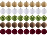 Seachrgif 40PCS Velvet Ornaments for Christmas Tree, Shatterproof Flocked Decorative Hanging Ornaments for Xmas Tree Decorations (2.36inch)
