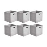 Amazon Basics Cubi portaoggetti pieghevoli in tessuto con anelli di rinforzo ovali – Confezione da 6, grigio chiaro