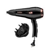 BaByliss Asciugacapelli con cavo retrattile, 2000W Phon Capelli Professionale, funzione ionica anti-crespo, 3 impostazioni di calore – 2 velocità, Nero, D373E
