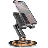 COOPER 360° Stand – Supporto Telefono Scrivania et Porta Cellulare da Tavolo | Rotazione a 360° con Clic, Multi-Angolo, Base in Metallo Antiscivolo, Porta Telefono Pieghevole e Portatile (Nero)