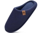 ONCAI Pantofole da Uomo Invernali Ciabatte da Casa con Memory Foam Calde Pelliccia Sintetica Cotone Scarpe Accogliente Antiscivolo Suola Blu Dimensione 49