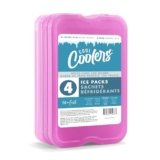 Cool Coolers by Fit & Fresh 4 Pack XL Slim Ice Packs, Quick Freeze Space Saving Reusable Ice Packs for Lunch Boxes or Coolers, Purple