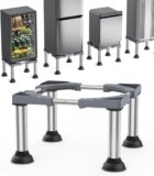 DEWEL Base Frigorifero Altezza 30-33cm 4 Stabili Piedini a Ventosa Elevazione Regolabile Piedistallo Frigorifero per Lavastoviglie Congelatore Grigio