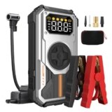 Eigotrav Avviatore Batteria Auto con Compressore 150PSI 6000A Avviatore Emergenza per Auto (Fino a 7,5L di Benzina/6,0L di Gasolio) 12V 3 Modalità Torcia Ricarica USB Booster Avviamento Portatile