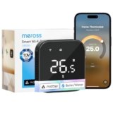 Meross Matter Termostato WiFi Termostato Caldaia Smart Cronotermostato da Parete Intelligente, Termostato Ambiente Riscaldamento e Raffreddamento per Controllo Vocale Siri, Alexa e Google, Nero