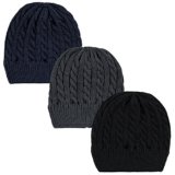 Hudson Baby Unisex Baby Knitted Caps 3pk, Black Blue, Adult