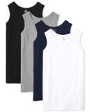 The Children’s Place boys Mix and Match Tank Top Shirt, Black/New Navy/Smoke/White 4 Pack, X-Small US